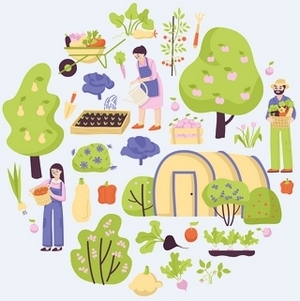Colored Garden Composition